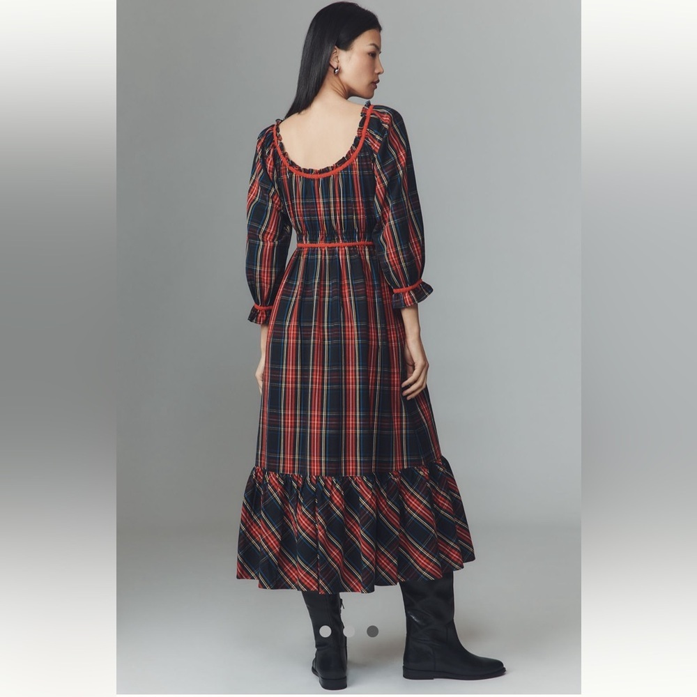 🎉RARE🎉 Anthropologie NWT Pink City Prints Agatha Scoop-Neck Ruffle-Hem Midi  L. - Picture 4 of 8
